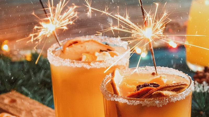 sparklers and orange drink