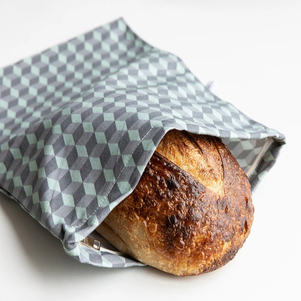 4MyEarth Reusable Cotton Bread Bag with Zip - Geo