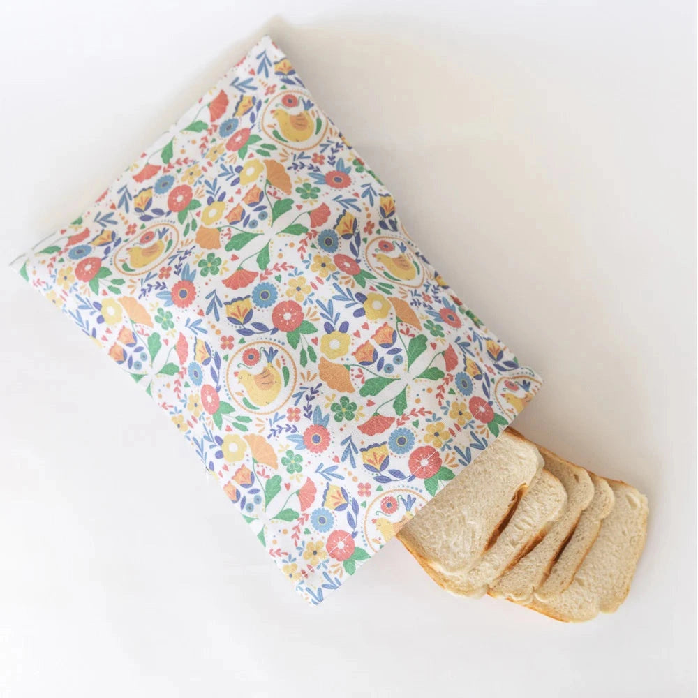 4MyEarth Reusable Cotton Bread Bag with Zip - Chicken Fiesta