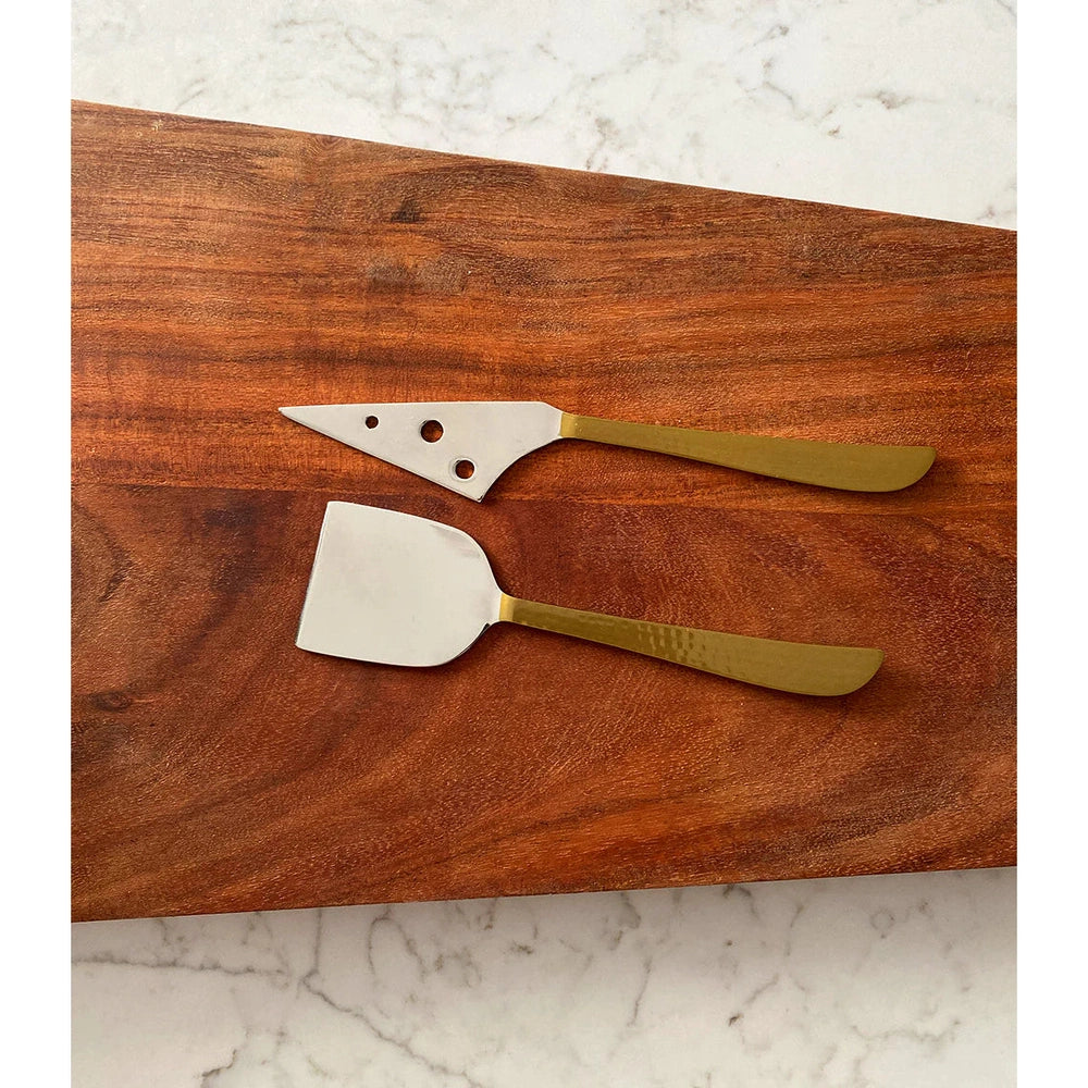 Brushed Brass Cheese Knives - Set of 2