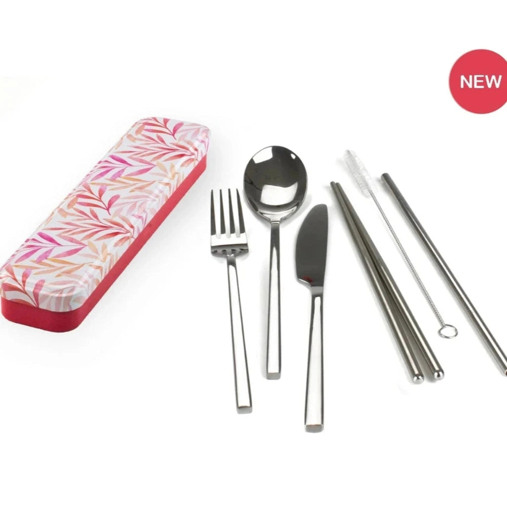 Retro Kitchen Carry Your Cutlery Featuring Dishwasher Safe Metal Cutlery in Tin - Watercolour.