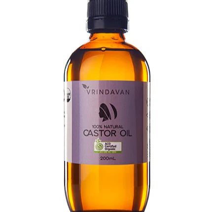 Castor Oil - Certified Organic - 200mL in Glass Bottle.