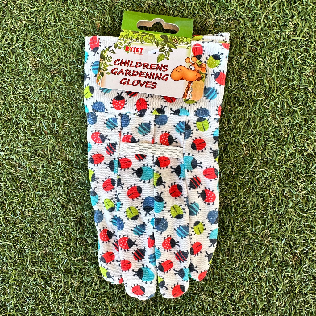 Children&#39;s Cotton Gardening Gloves with Ladybug Print.