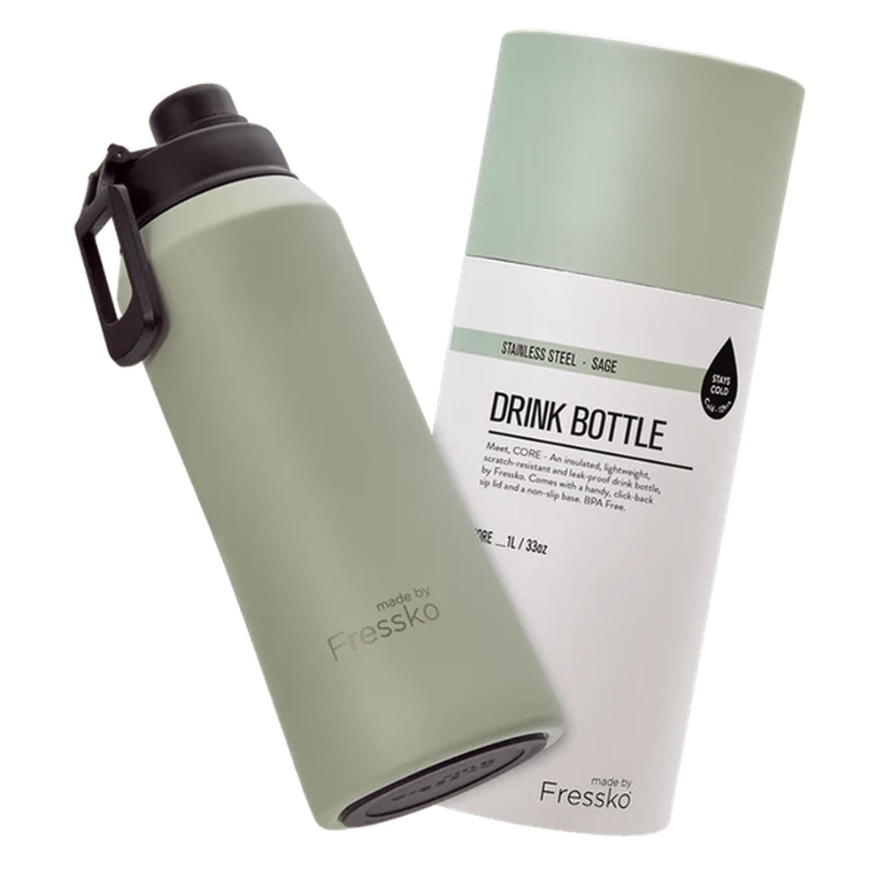 The Core Insulated 1L Drink Bottle, from Fressko in Sage - Urban Revolution