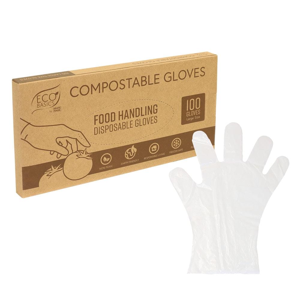 100 Compostable food handling gloves by Eco Basics