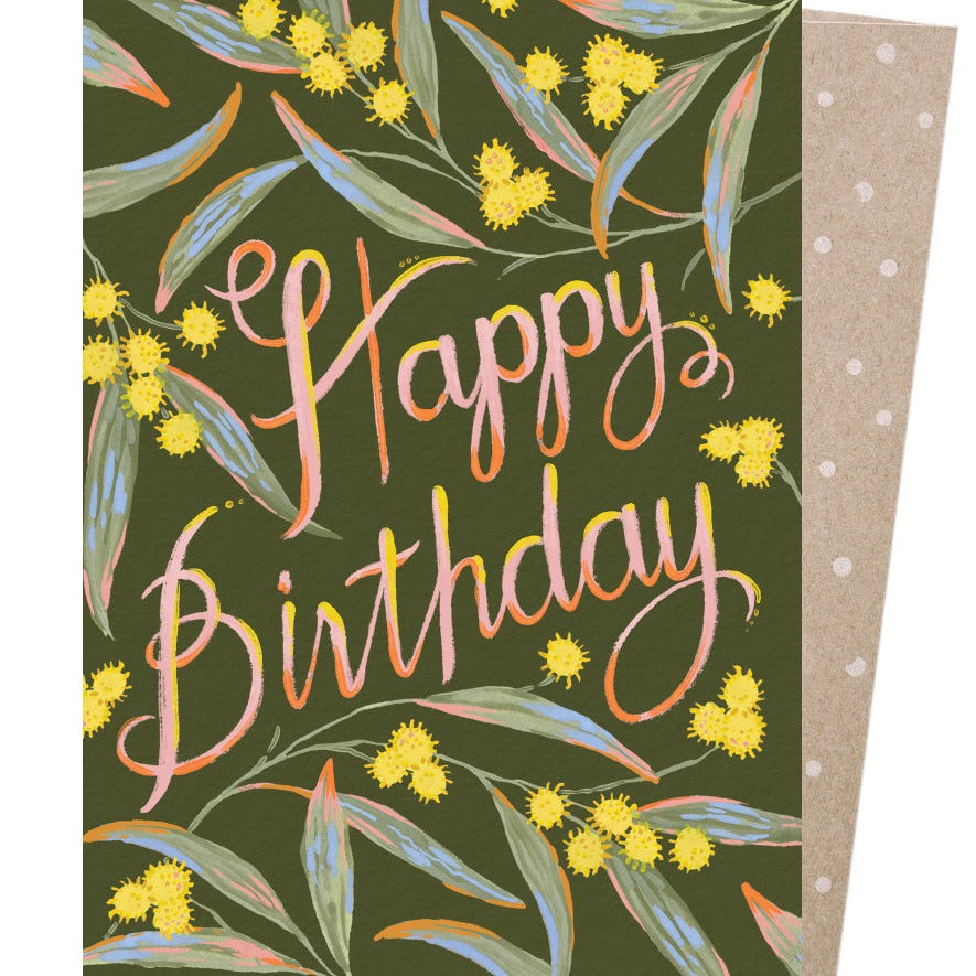 Earth Greetings Card - Birthday Wattle.