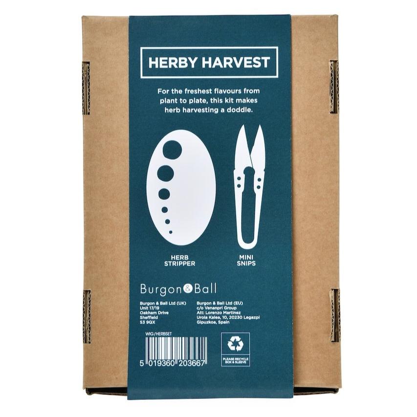 Back of Herby Harvest box showing the herb stripper and mini snips