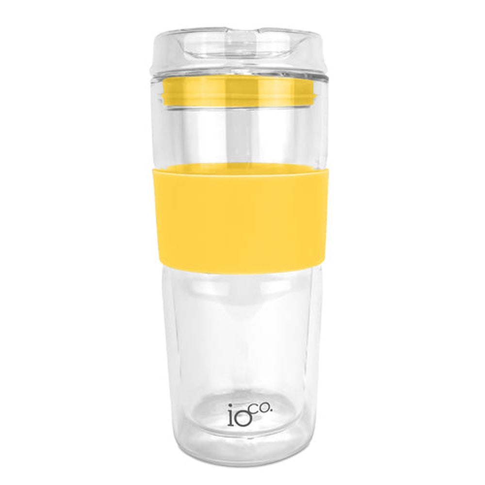 IOco 16oz Glass Coffee Traveller Cup - Sunny Yellow.