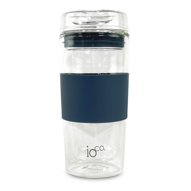 IOco 16oz Glass Coffee Traveller Cup - Midnight Blue