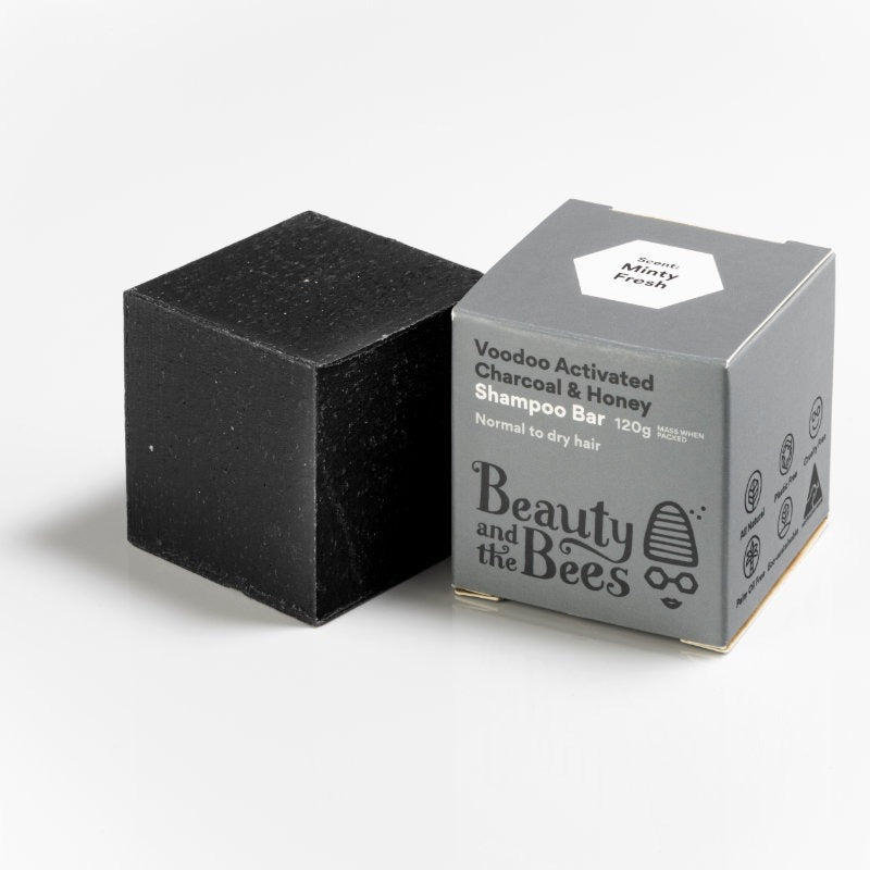 Beauty &amp; the Bees - Voodoo Activated Charcoal and Mint Shampoo Bar for Normal to Dry Hair, Urban Revolution.