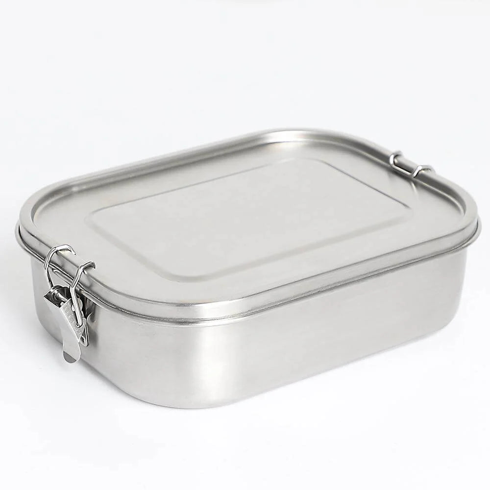 Stainless Steel Large Bento Box with 3 Internal Compartments from Goodly Gosh.