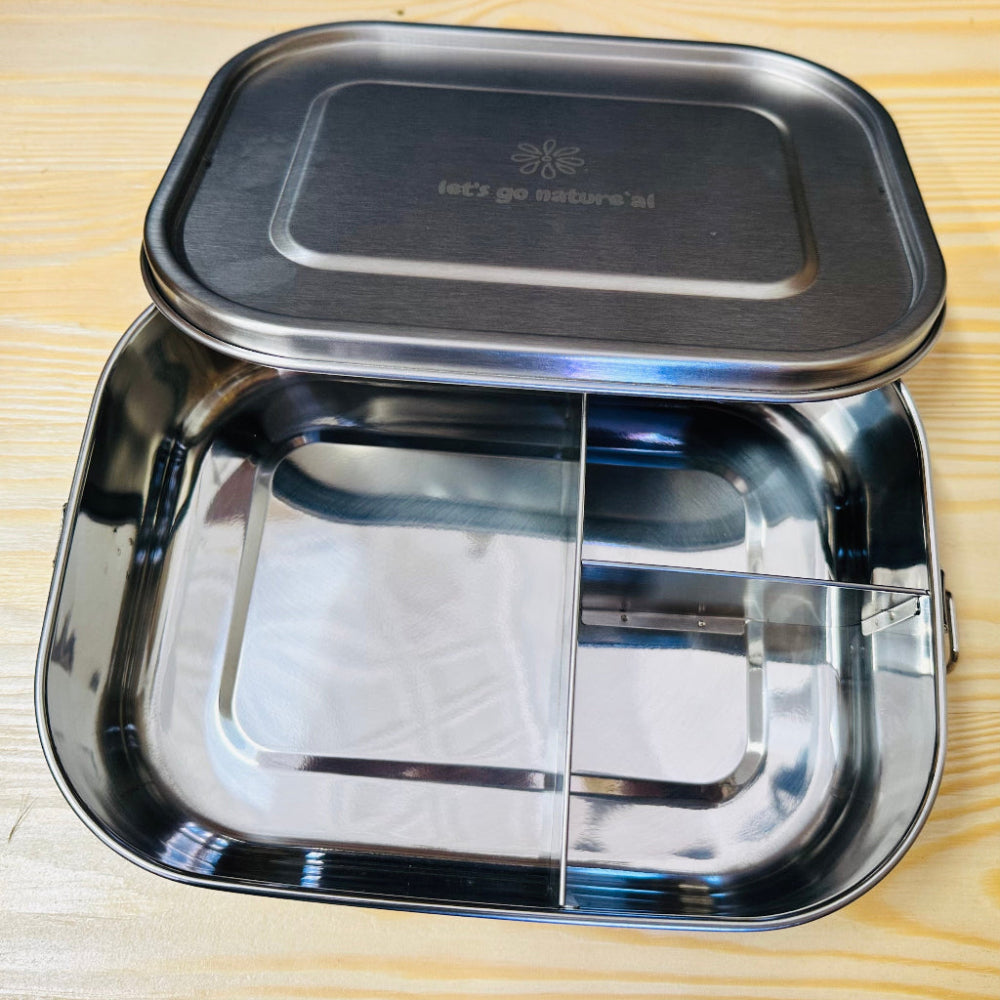 Stainless Steel Bento Box with 3 Compartments from Goodly Gosh.