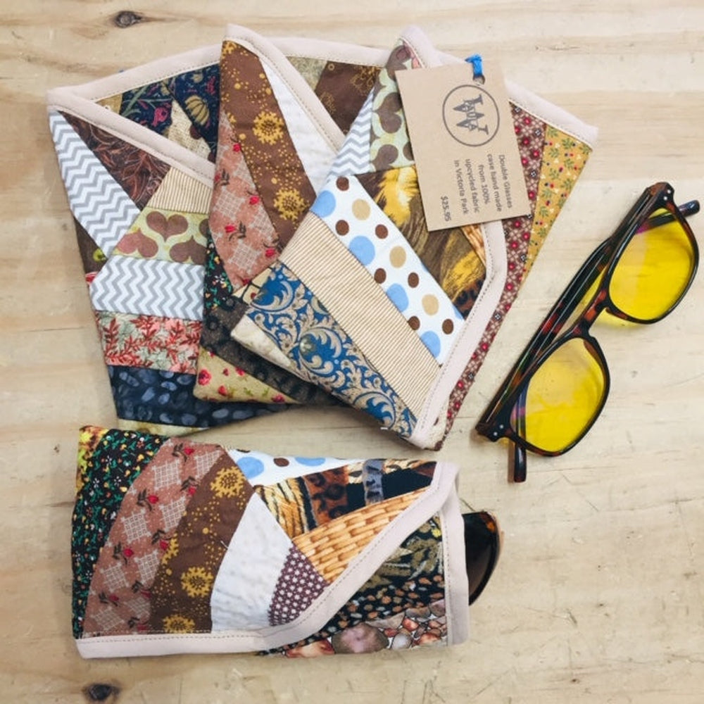 Double Glasses Case Handmade with 100% Upcycled Fabrics by Paula W