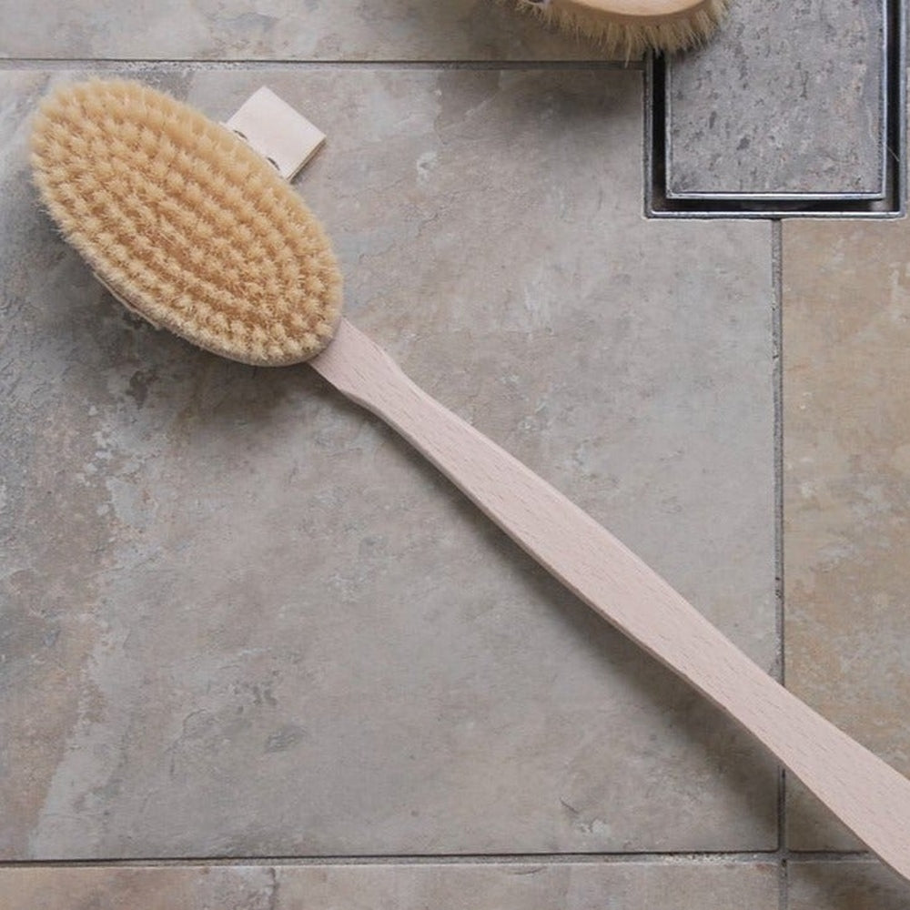 Bath and Back Brush with FSC Beechwood and Natural Bristles and a Removable Head